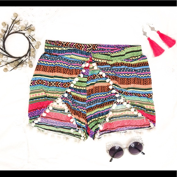 Red Dress Boutique Pants - 🍭Red Dress Boutique Patterned PomPom Shorts